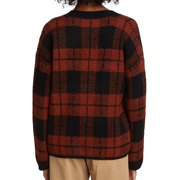 Rails Colleen Rust Black Plaid Sweater V-Neck Women's Size Medium New With Tags - Picture 2 of 10